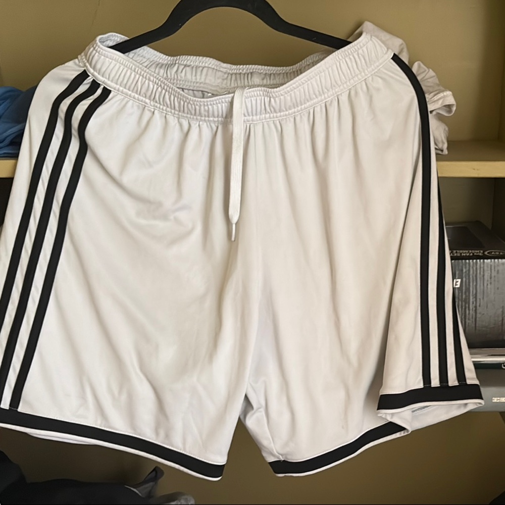 adidas Women's Athletic Shorts in White with Black Accents